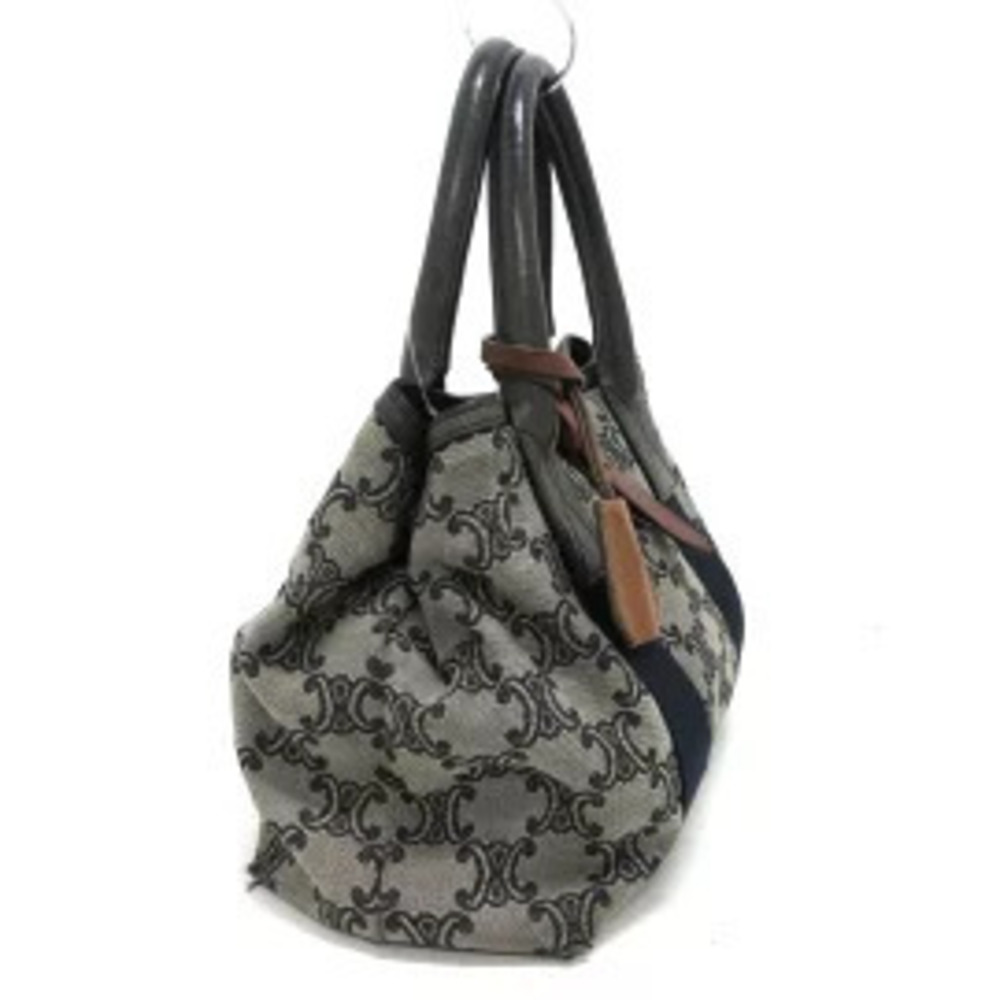 Celine Macadam tote bag gray dark Navy Blue brown jacquard leather